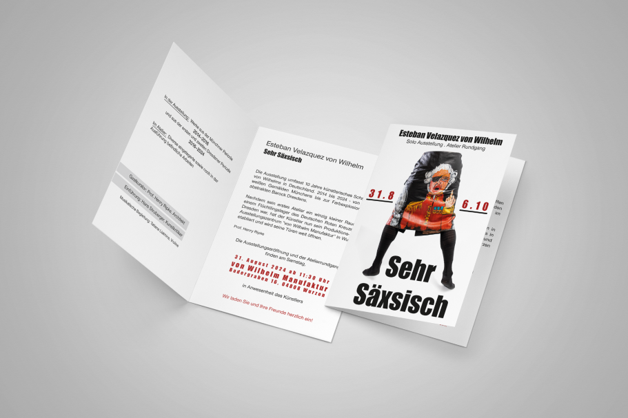 Einladung zur Kunstausstellung – Broschürendesign Minimalistische Broschüre mit Einladung zur Kunstausstellung eines modernen Künstlers, gestaltet von Anna Elias.